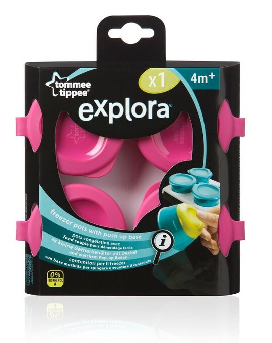 Tommee Tippee Explora Pop up Freezer Pots & Tray - Pink image number 2